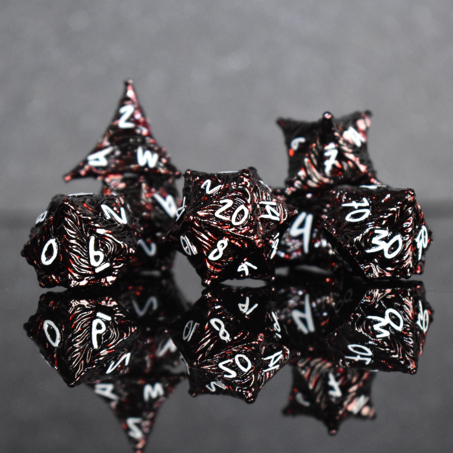 Vortex Warp Metal Dice Set - Deep Red