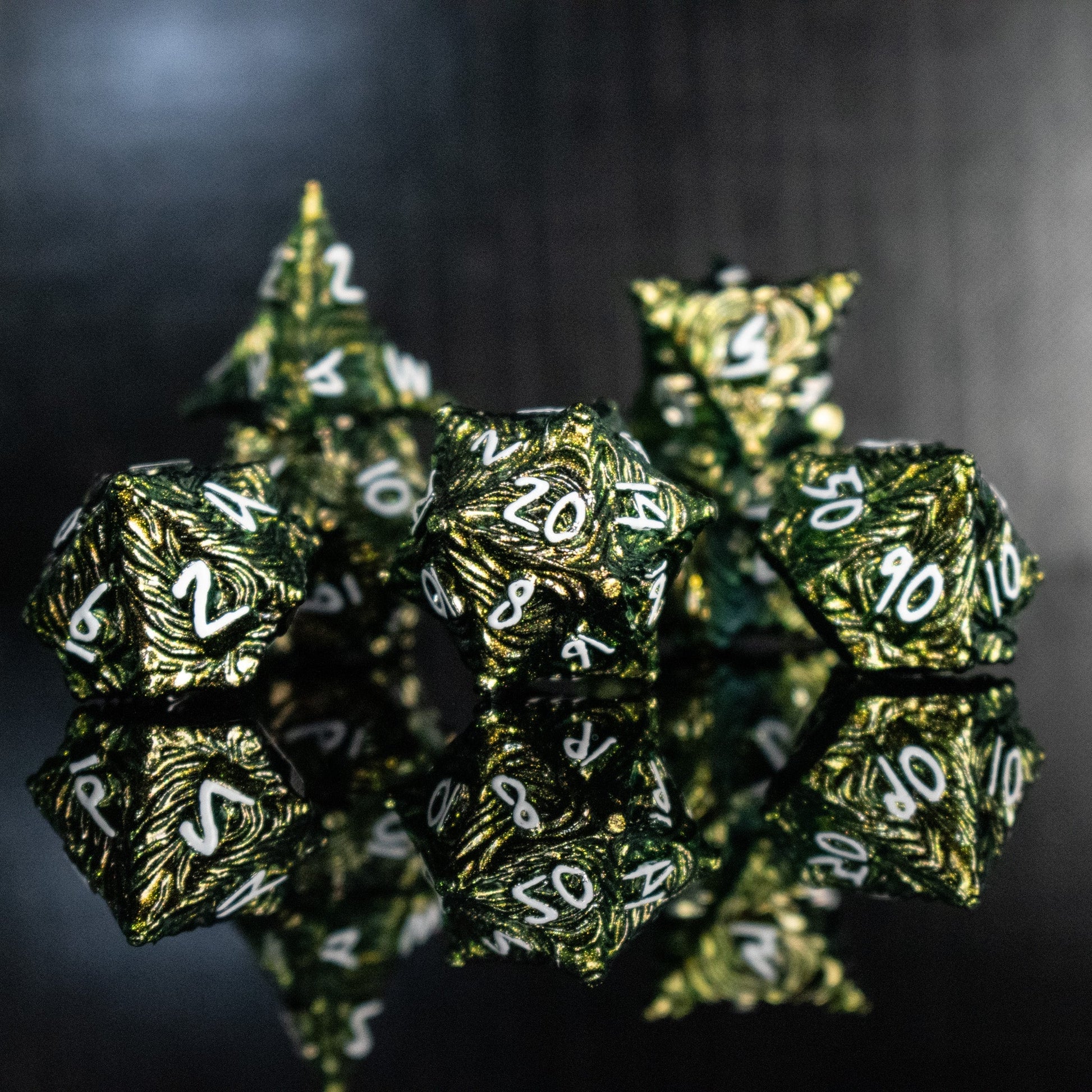 Vortex Warp Metal Dice Set - Pearlescent Green