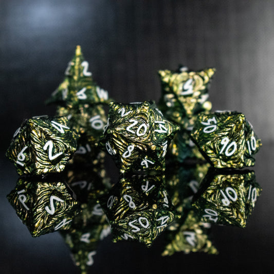 Vortex Warp Metal Dice Set - Pearlescent Green