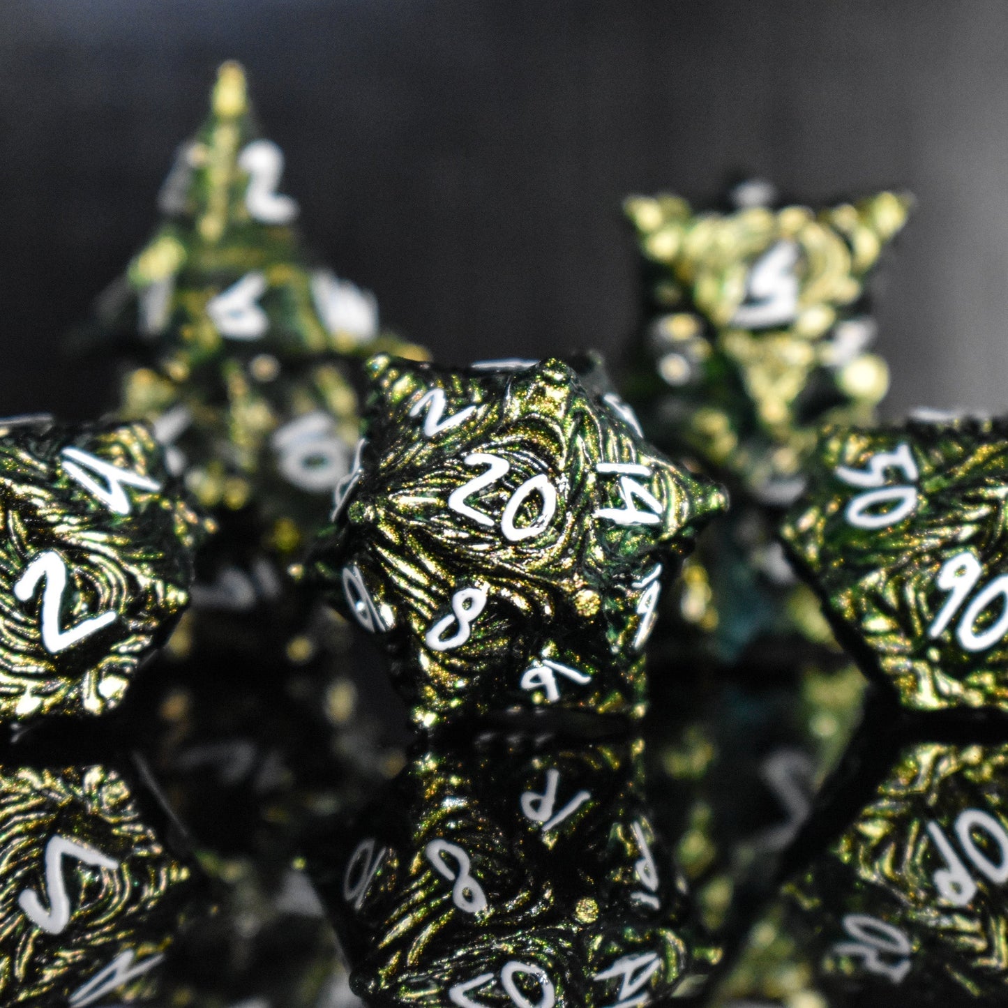 Vortex Warp Metal Dice Set - Pearlescent Green