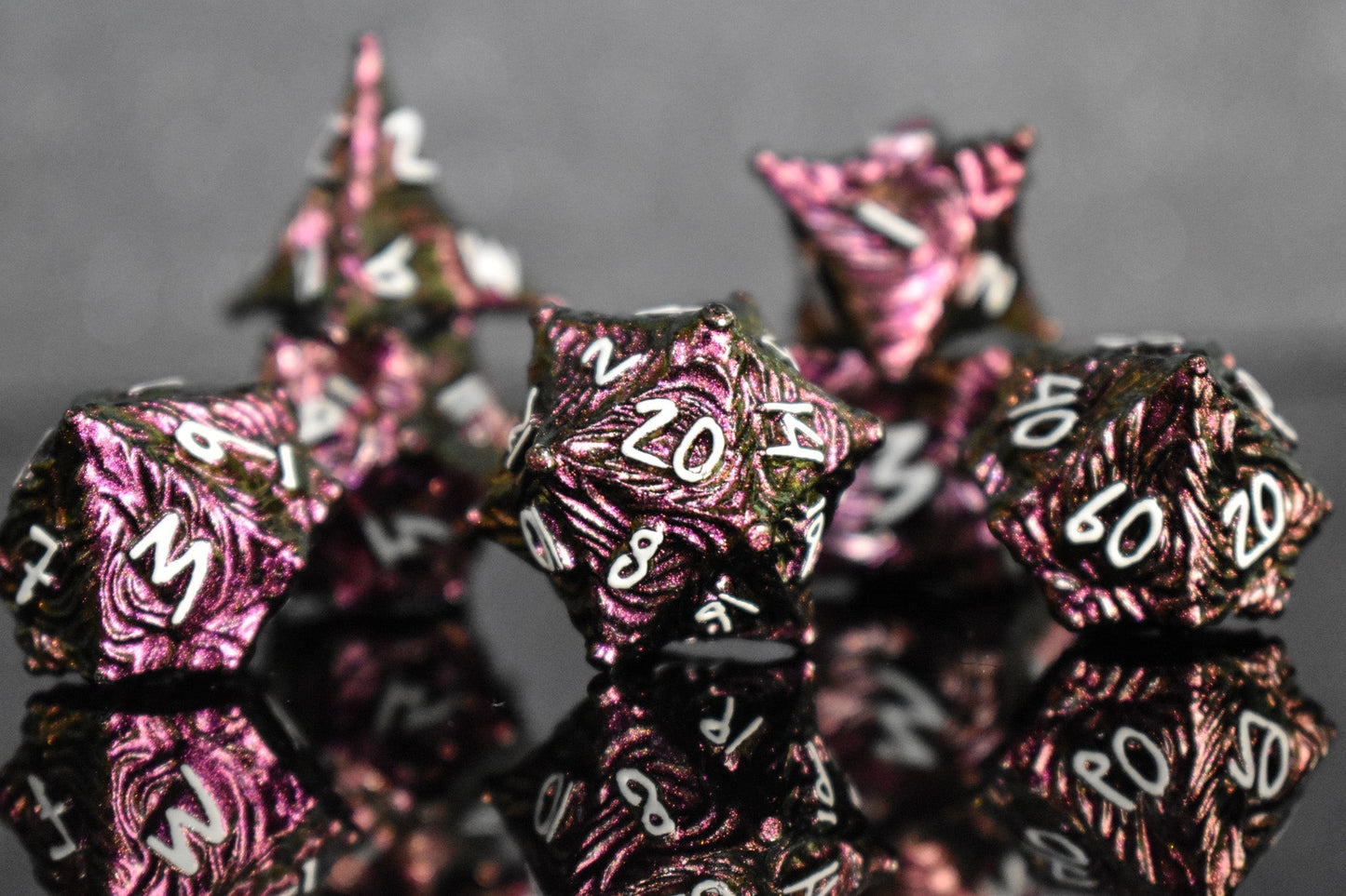 Vortex Warp Metal Dice Set - Pearlescent Magenta