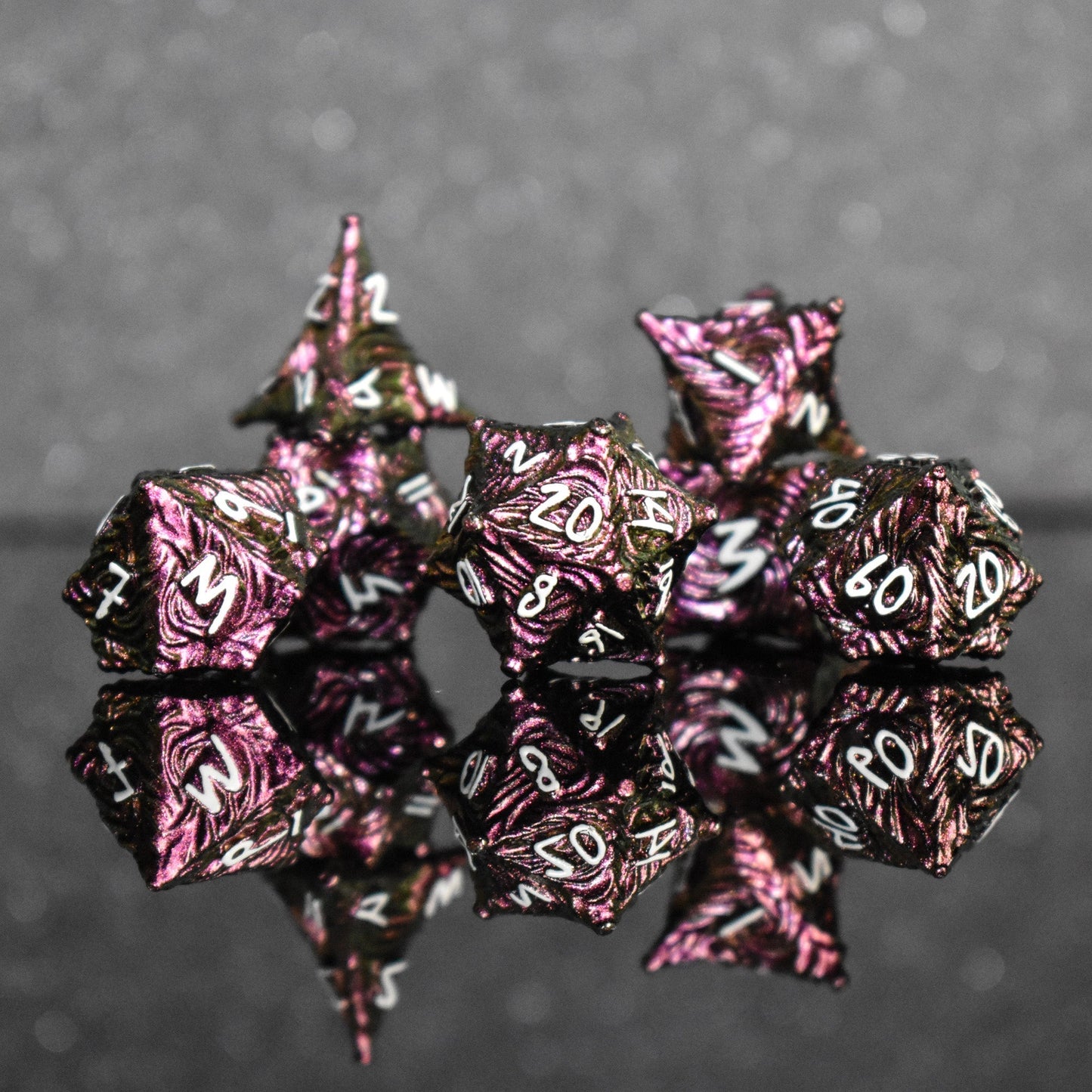 Vortex Warp Metal Dice Set - Pearlescent Magenta