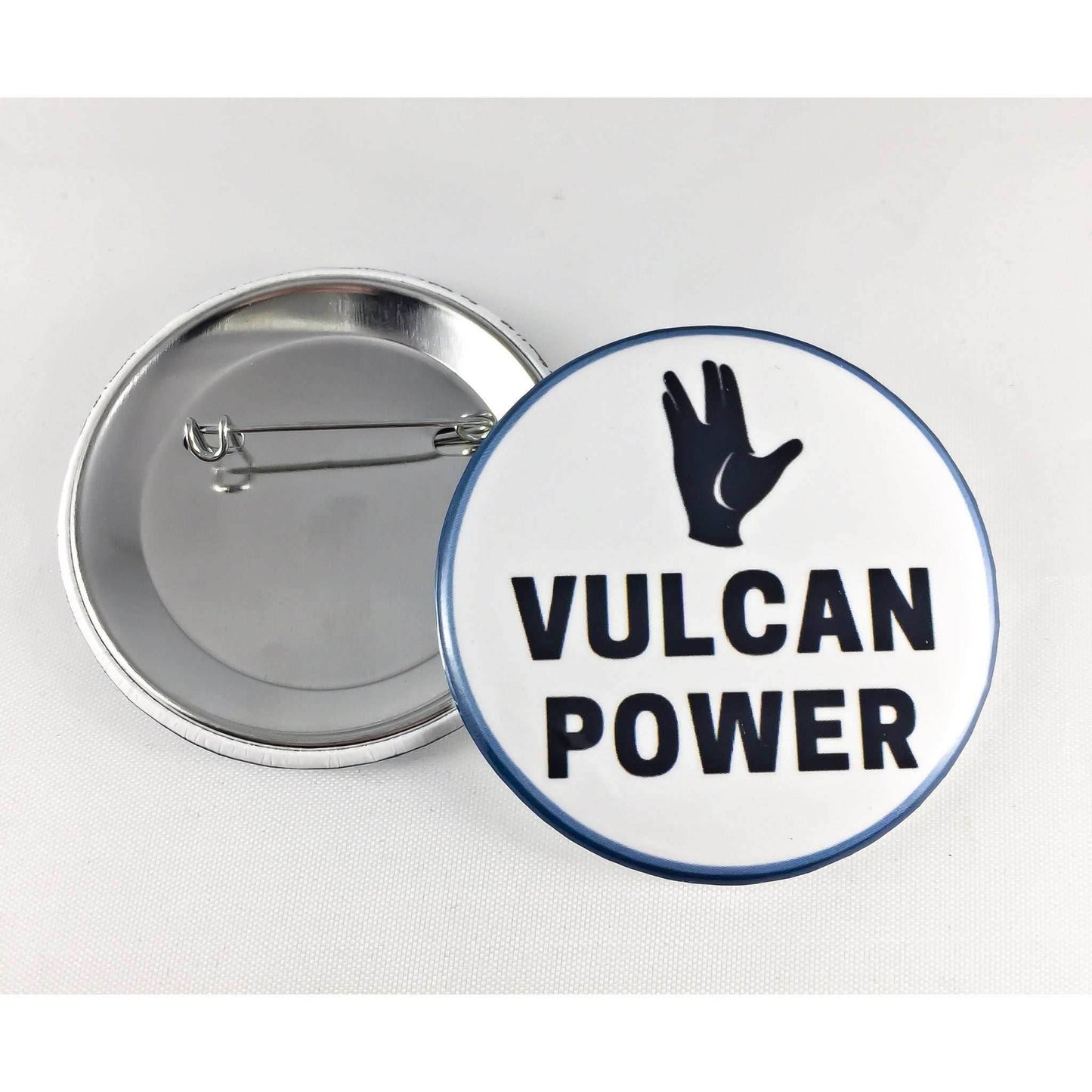 VULCAN POWER Pin-Back Button - White