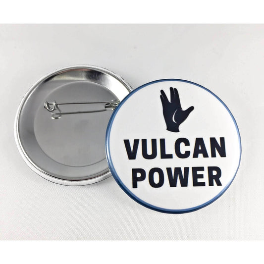VULCAN POWER Pin-Back Button - White