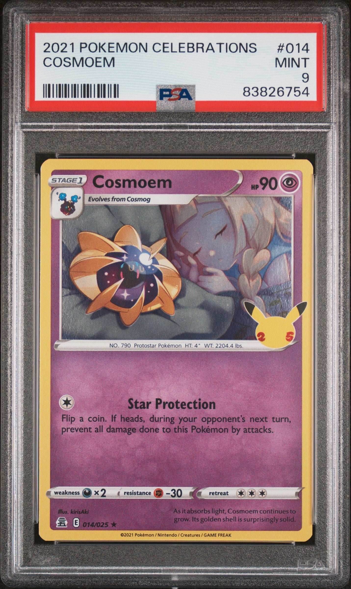 2021 POKEMON CELEBRATIONS COSMOEM #14 PSA 9 - 