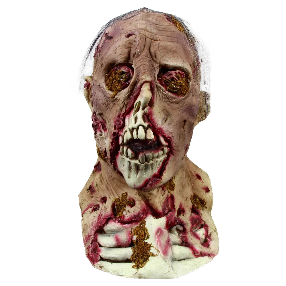 Walking Dead Zombie Head Mask Movie Cosplay Scary Monster Latex Masks Halloween Party Horror Seaweed Zombie Mask Role Play Props