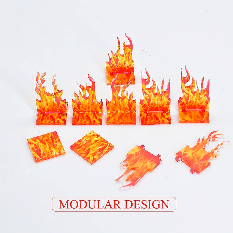 Wall of Fire Miniature (Set of 8) Spell Effects Flame Terrain for Dungeons and Dragons, Pathfinder and Other Tabletop RPG