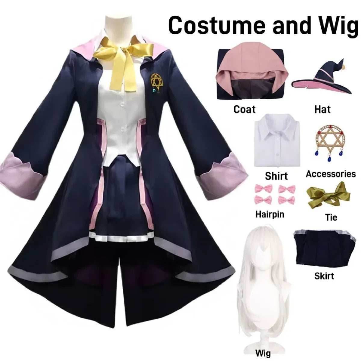 Wandering Witch Elaina Cosplay Costume – Full Set Halloween Outfit - S / Costume and wig