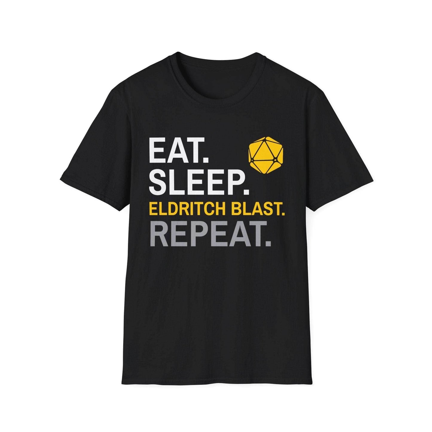 Warlock Class T-Shirt – 'Eat, Sleep, Eldritch Blast, Repeat' - Black / S