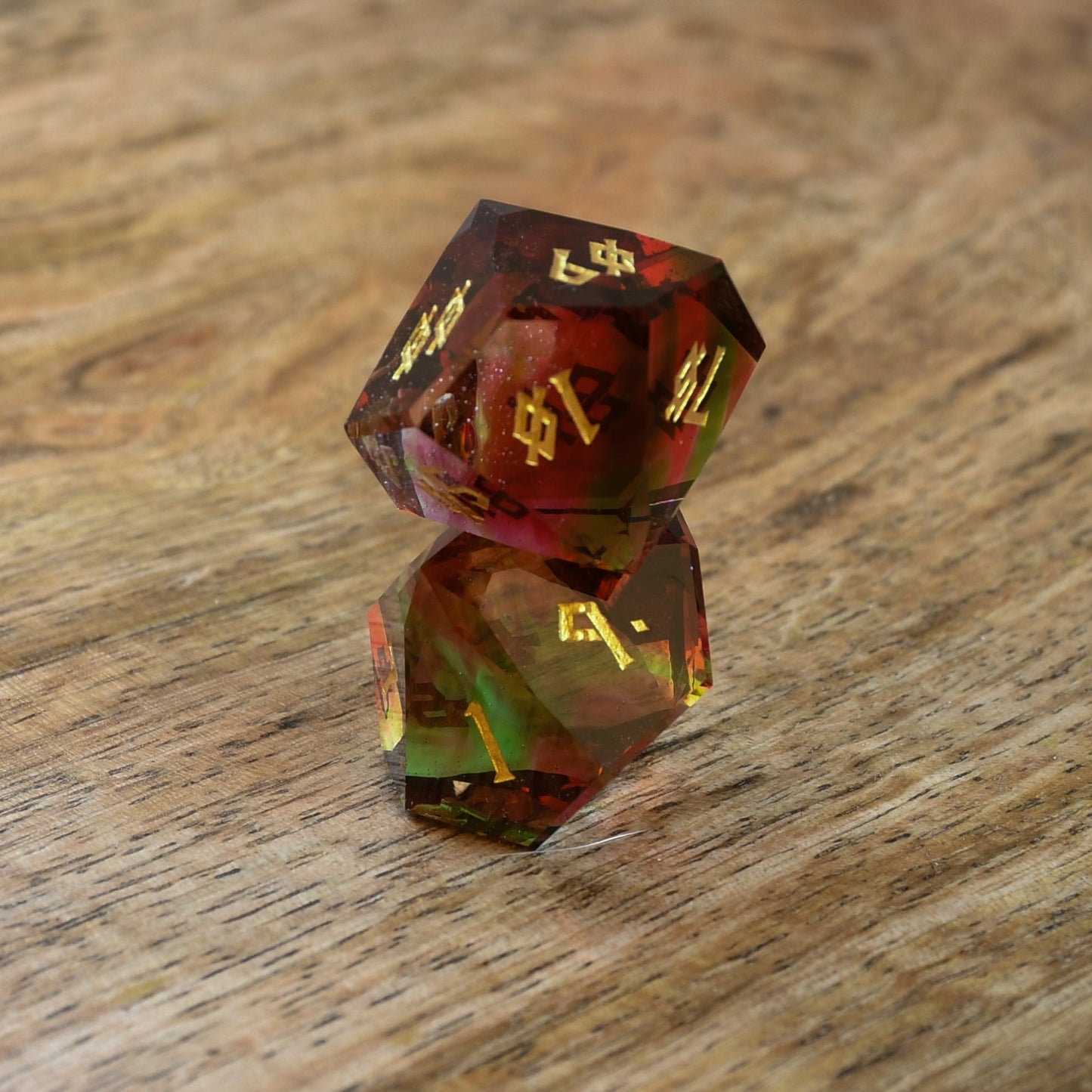 Watermelon Multifaceted Glass Dice Set