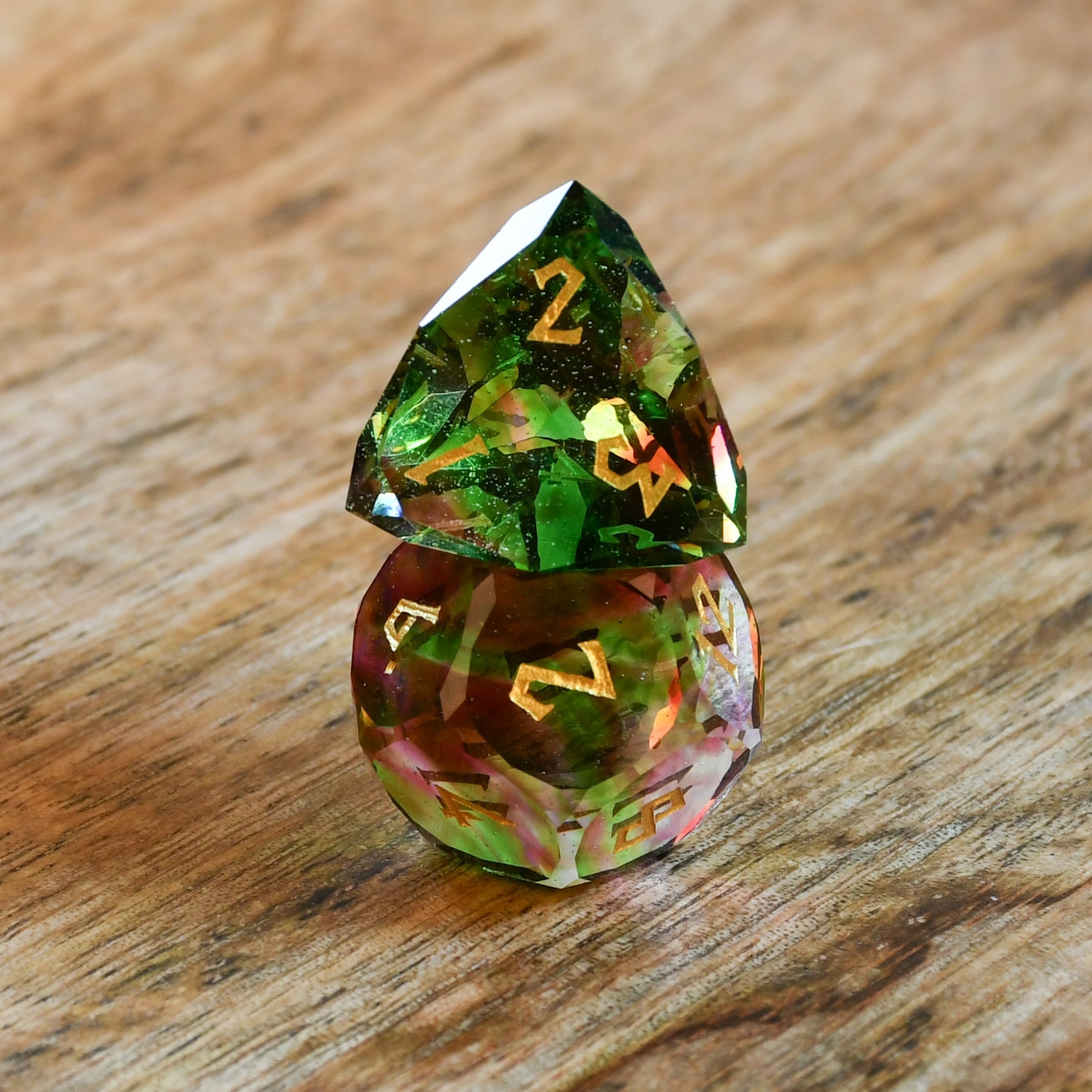 Watermelon Multifaceted Glass Dice Set