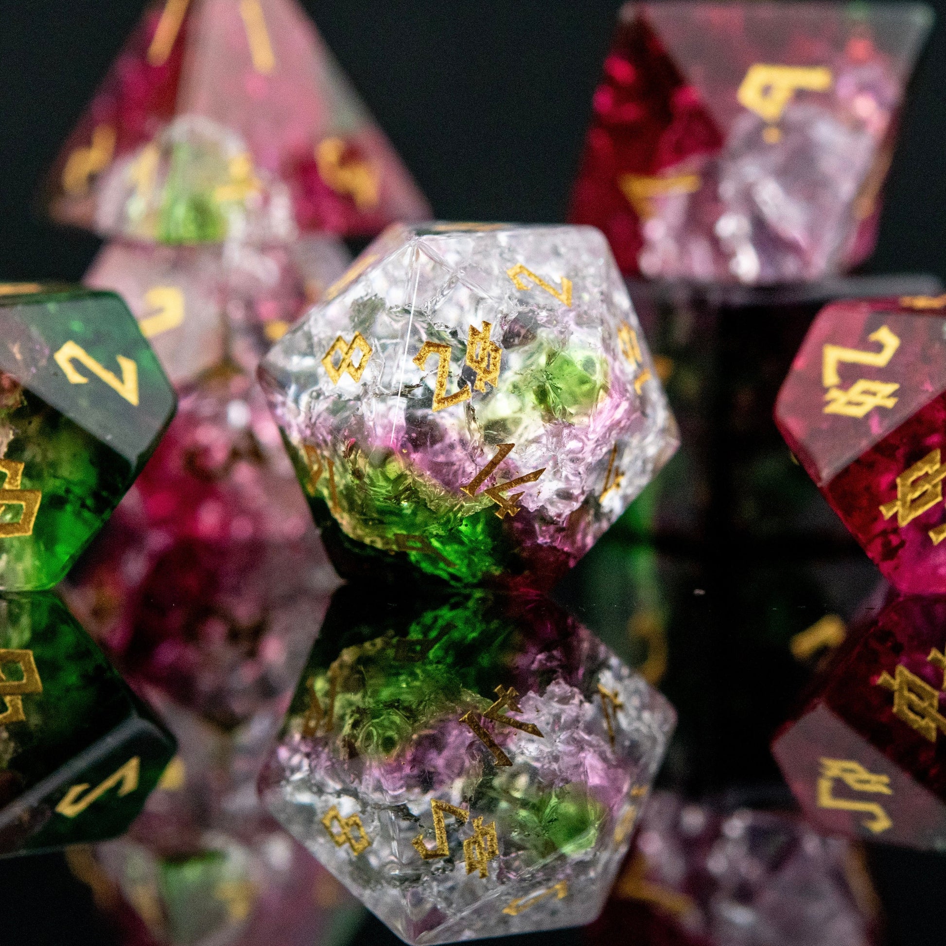 Watermelon Shattered Glass Dice Set