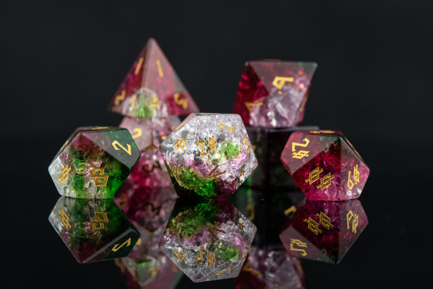 Watermelon Shattered Glass Dice Set