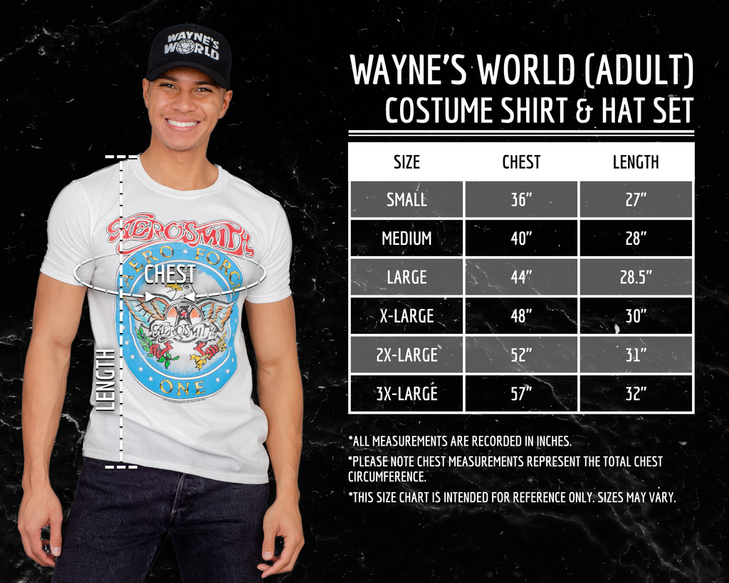 Adult Wayne's World T-shirt and Hat Costume Set