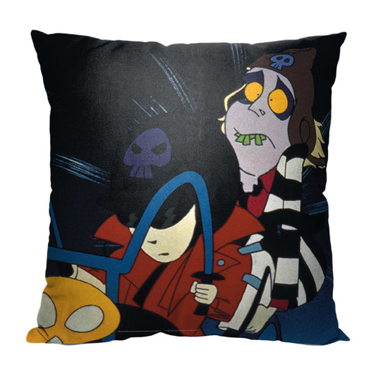 WB Beetlejuice Animated Ghost Rider Printed Throw Pillow, 18"x18"