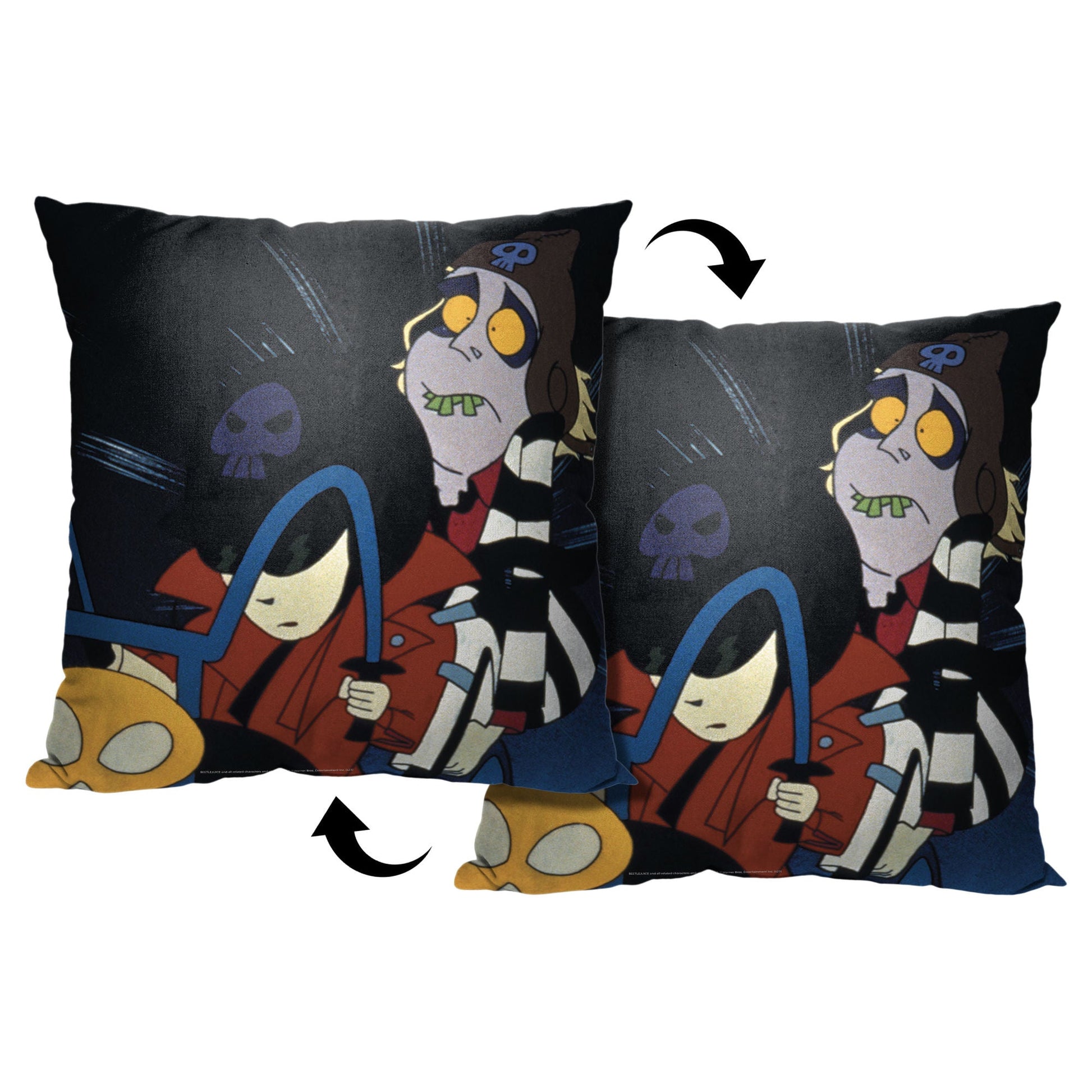 WB Beetlejuice Animated Ghost Rider Printed Throw Pillow, 18"x18"