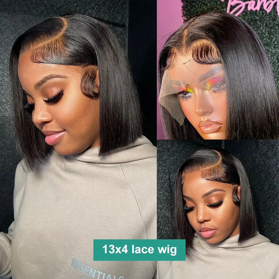 Wear To Go Wig Bob Glueless Wig 13x4 Bob Lace Frontal Wig Short Bob Wig Bone Straight Human Hair Wig Bob Hair Wig Pre Plucked