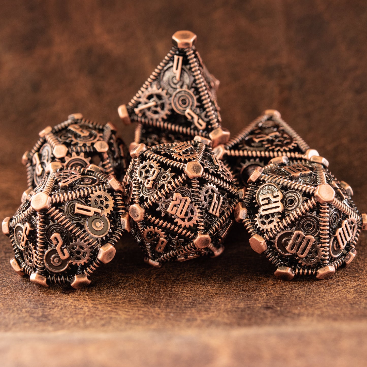 Weird West Wasteland Hollow Metal Dice Set - Bronze