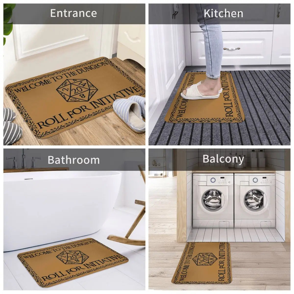 Welcome To The Dungeons Roll For InitiativeBathroom Mat Dnd Game Doormat Kitchen Carpet Balcony Rug Home Decor