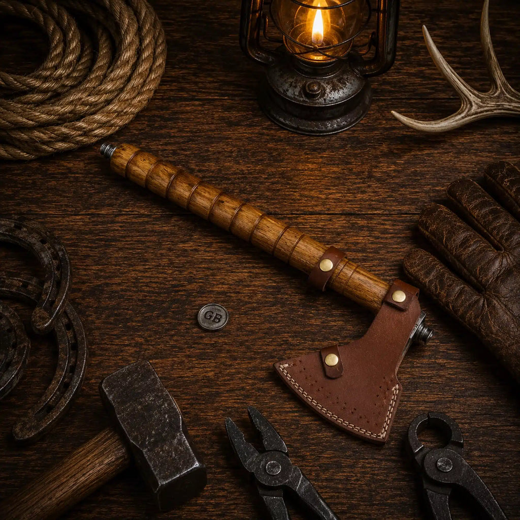 Western Style Damascus Pipe Tomahawk Hand Forged Viking Axe