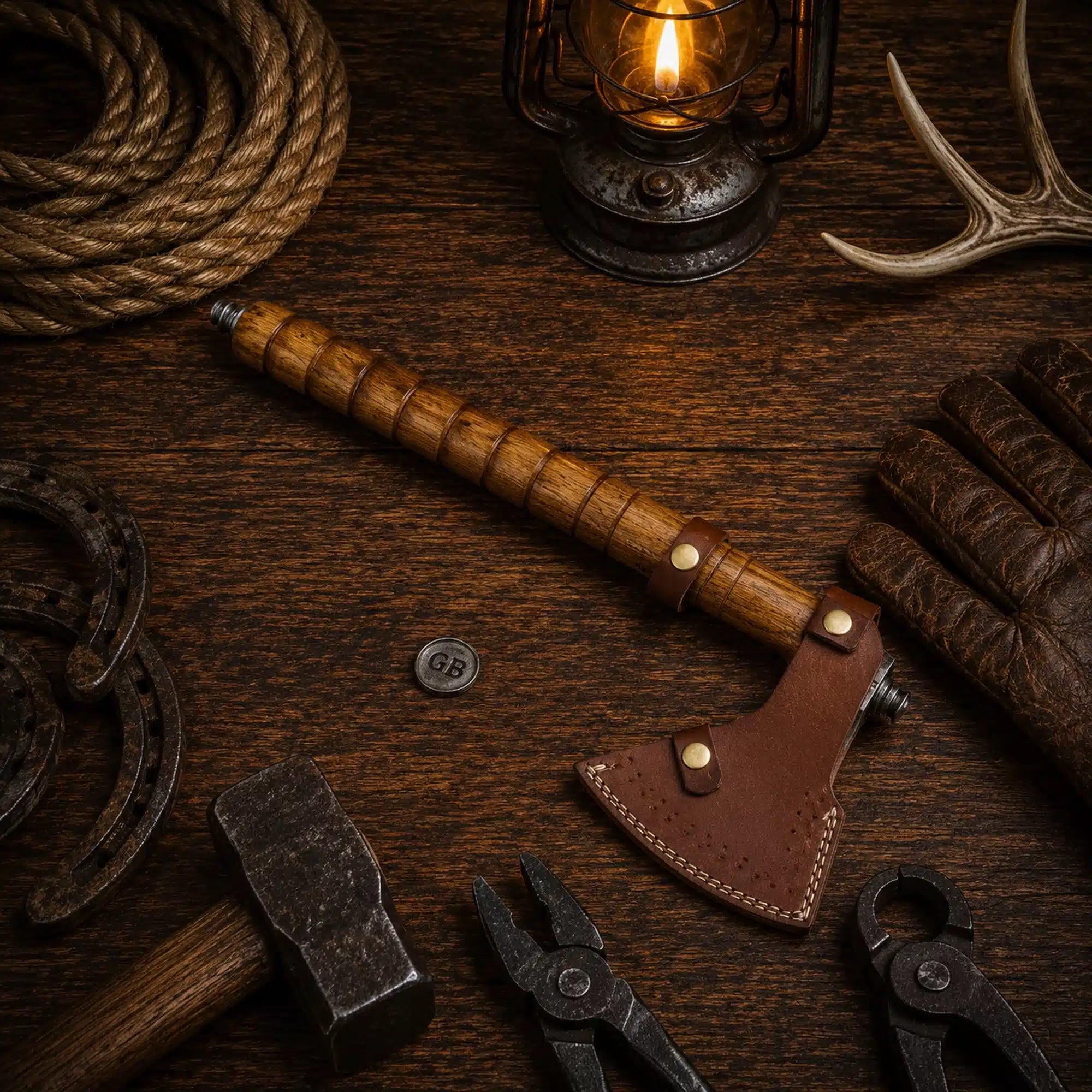 Western Style Damascus Pipe Tomahawk Hand Forged Viking Axe