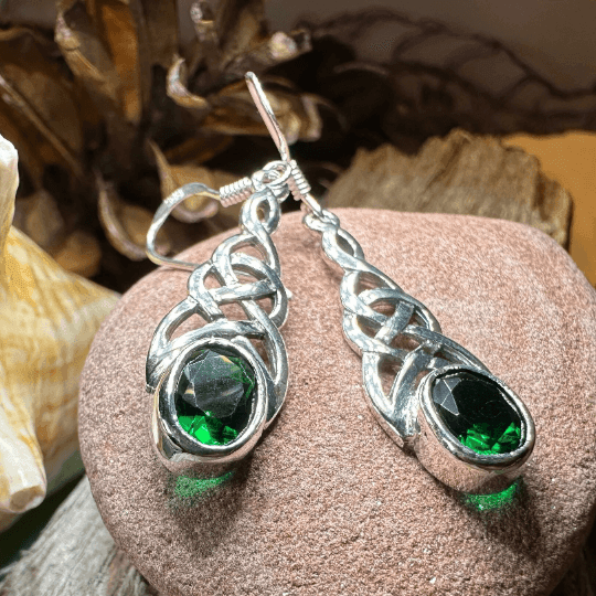 Ciara Celtic Knot Earrings - Emerald Green