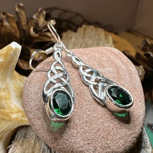 Ciara Celtic Knot Earrings - Emerald Green
