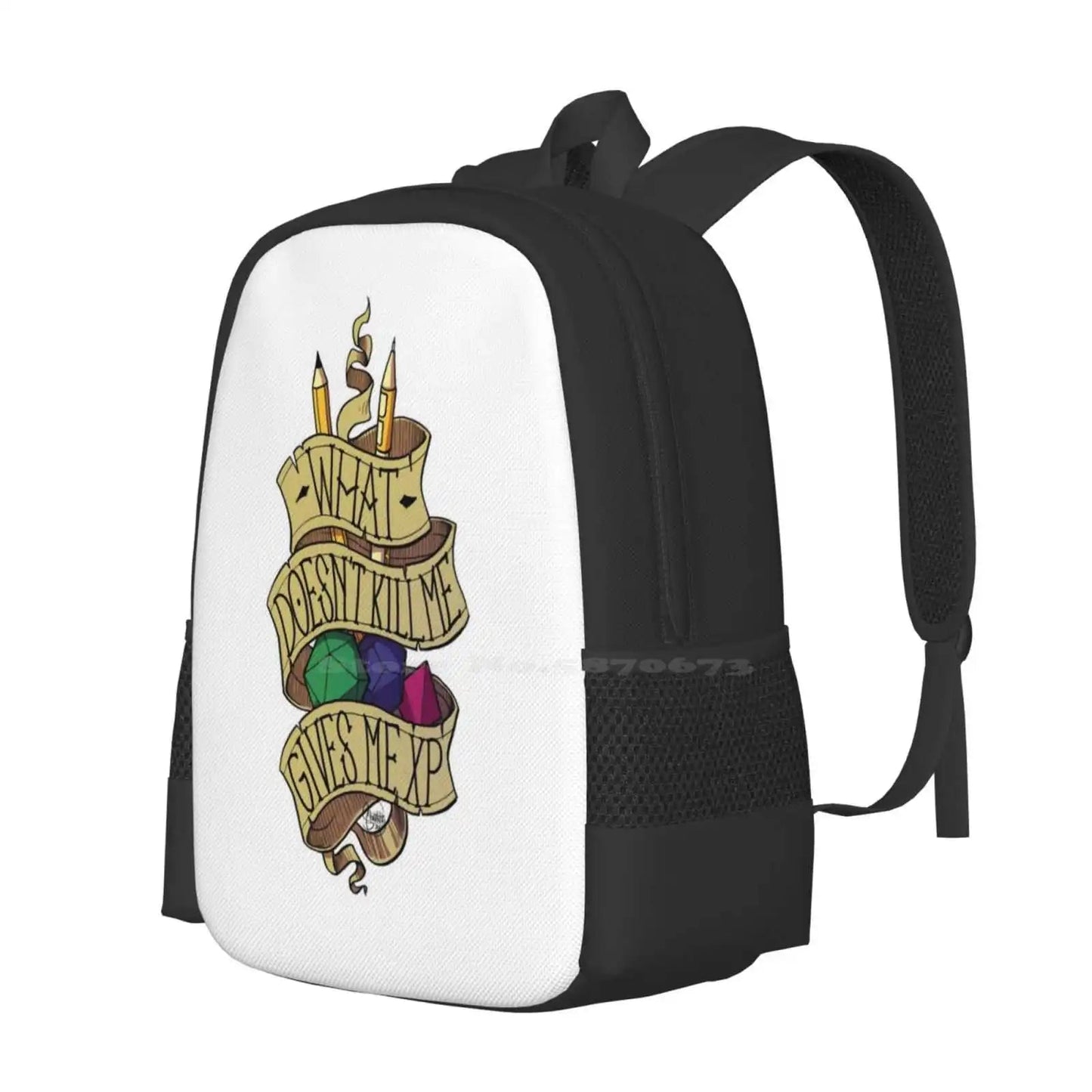 What Doesn't  Kill Me Pattern Design Laptop Travel School Bags And Dragons Dnd Gaming Dice Gamer Rbfanart