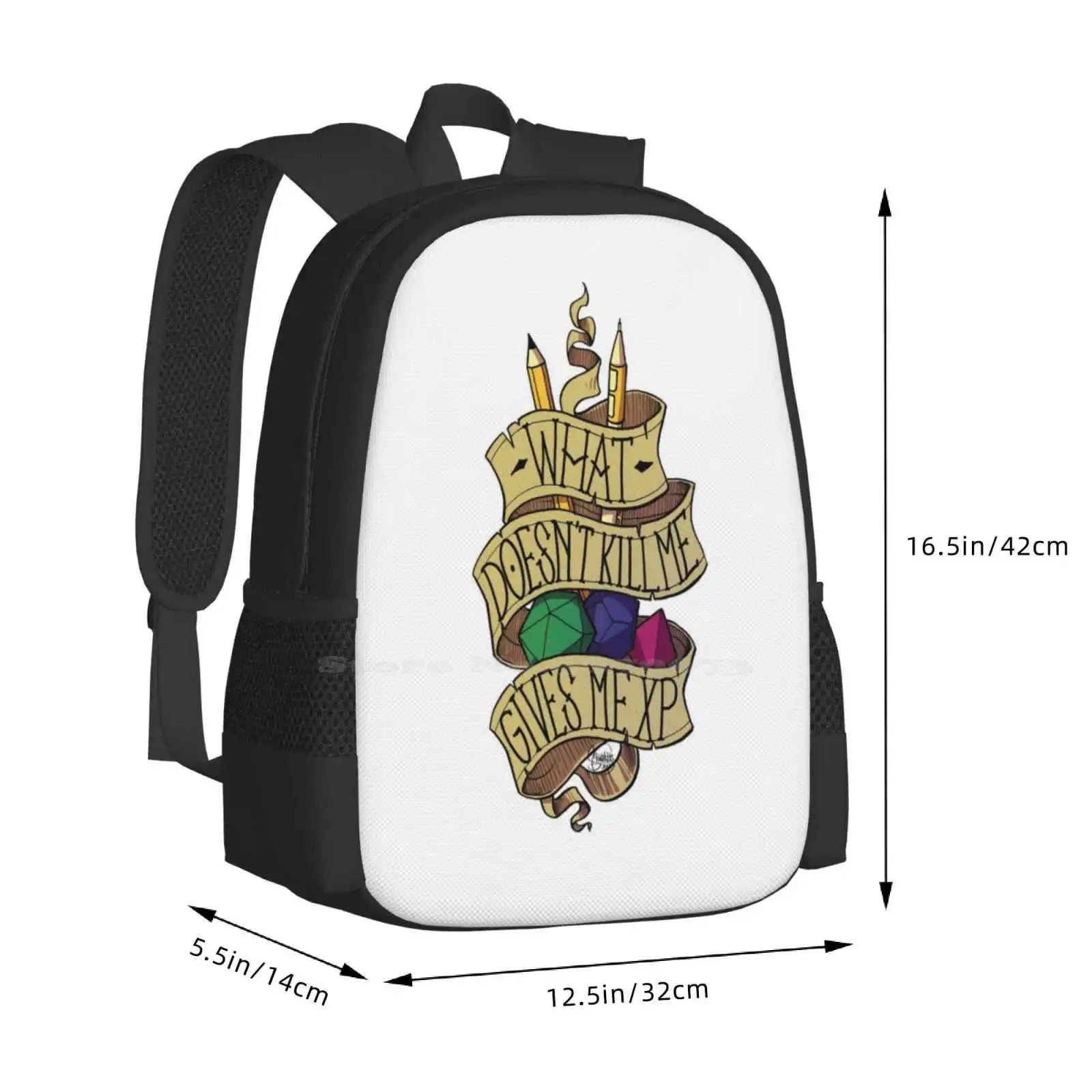 What Doesn't  Kill Me Pattern Design Laptop Travel School Bags And Dragons Dnd Gaming Dice Gamer Rbfanart