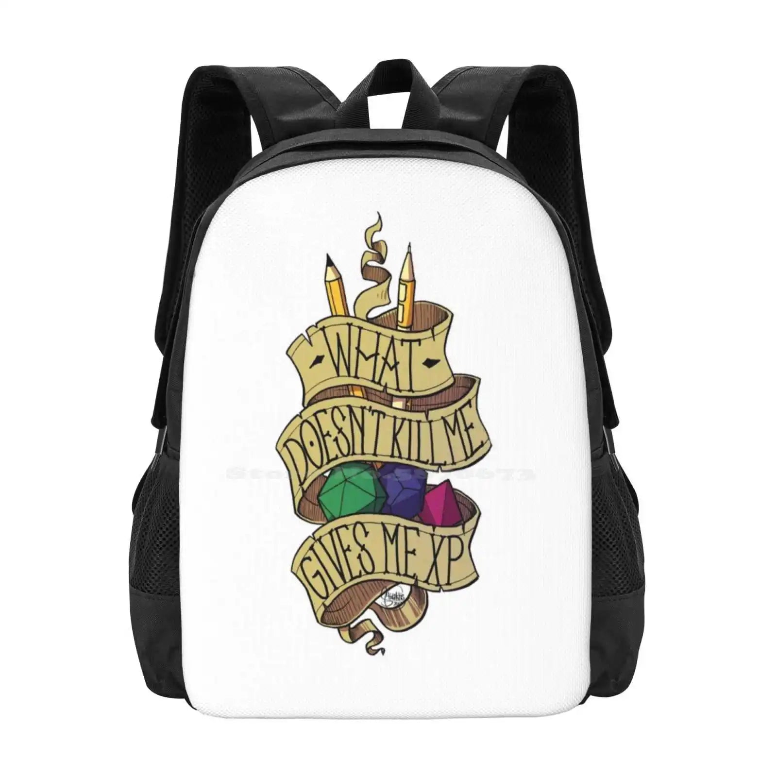 What Doesn't  Kill Me Pattern Design Laptop Travel School Bags And Dragons Dnd Gaming Dice Gamer Rbfanart