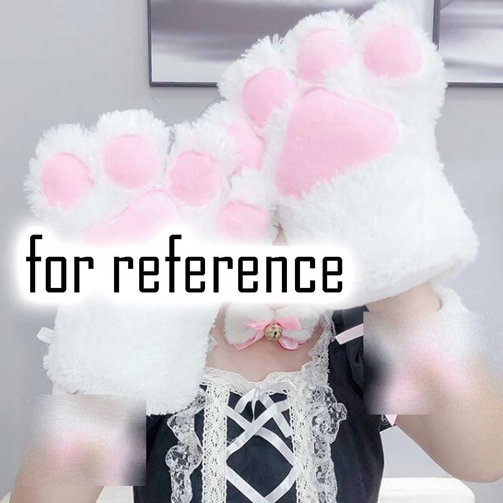 White Cat Cosplay Costume Set Cat Tail Ears Hair Clips Plush Bell Bow Tie Cat Paws Gloves Anime Halloween Costume Dress Up