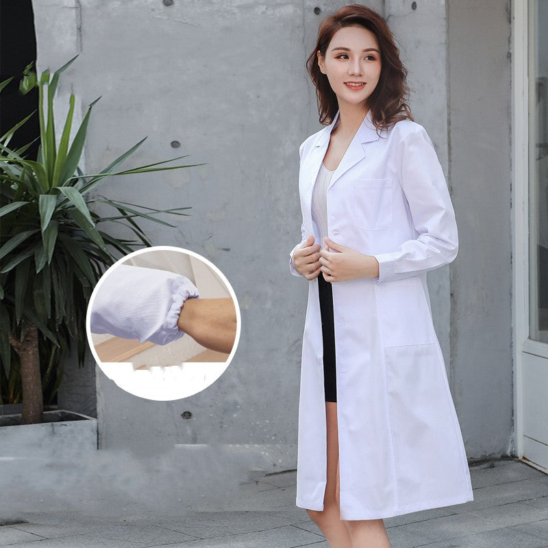 White Coat Long Sleeve Doctor Female Nurse Dress Short Sleeve Lab Coat