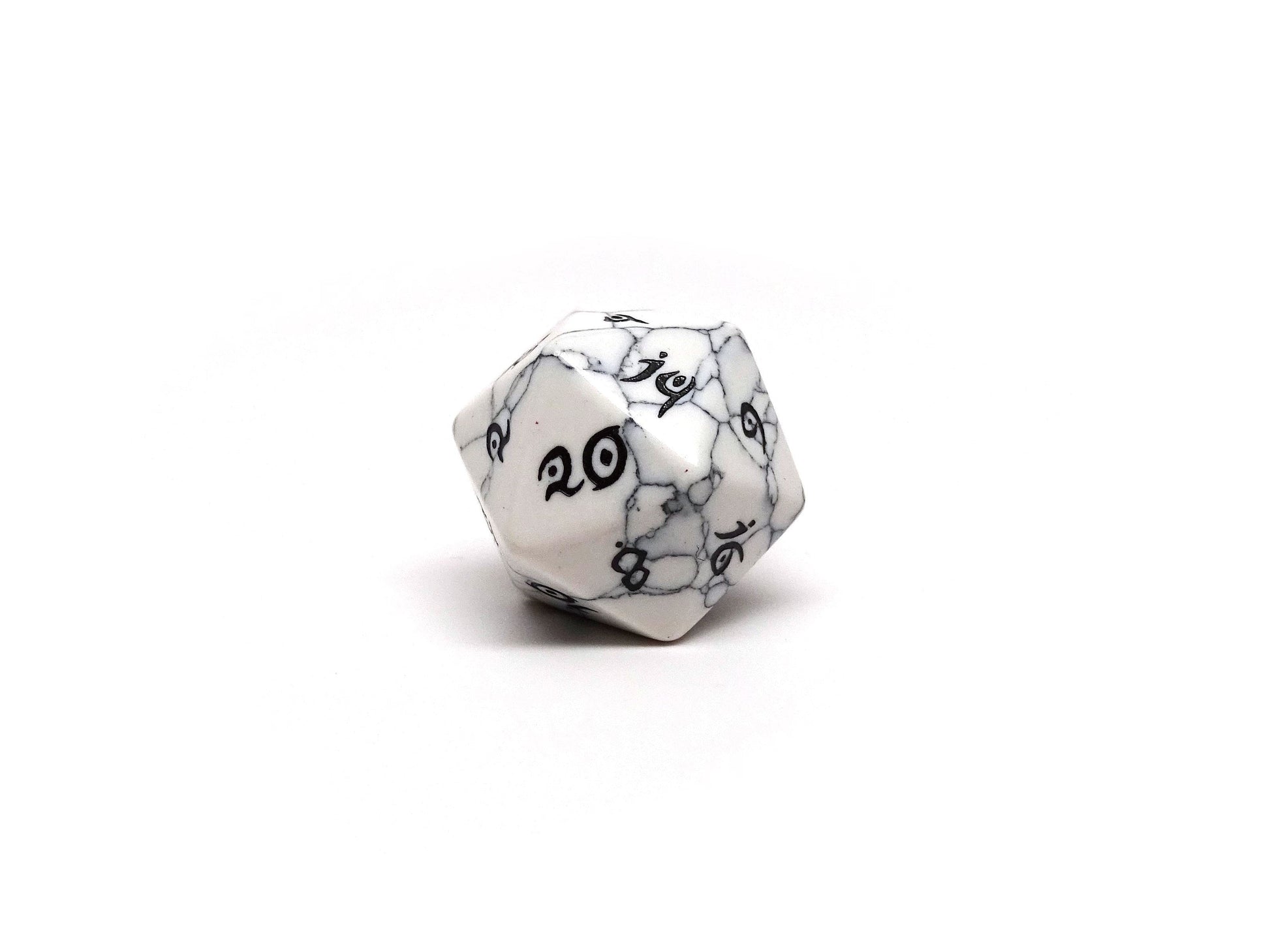 White Howlite D20 - Elvenkind Font