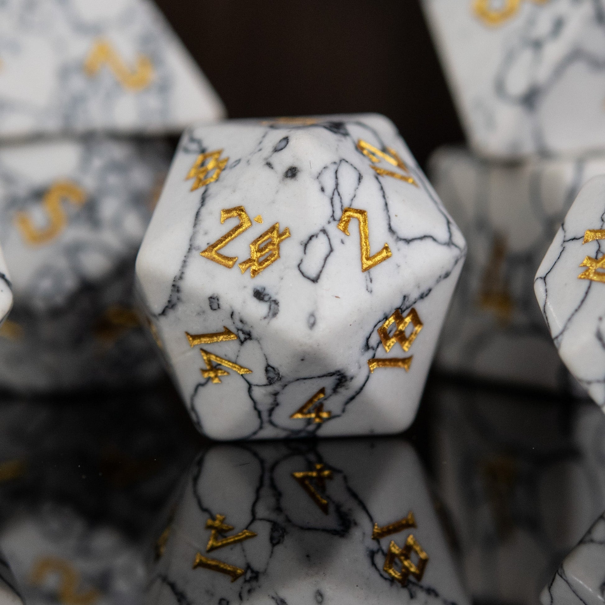 White Howlite Stone Dice Set