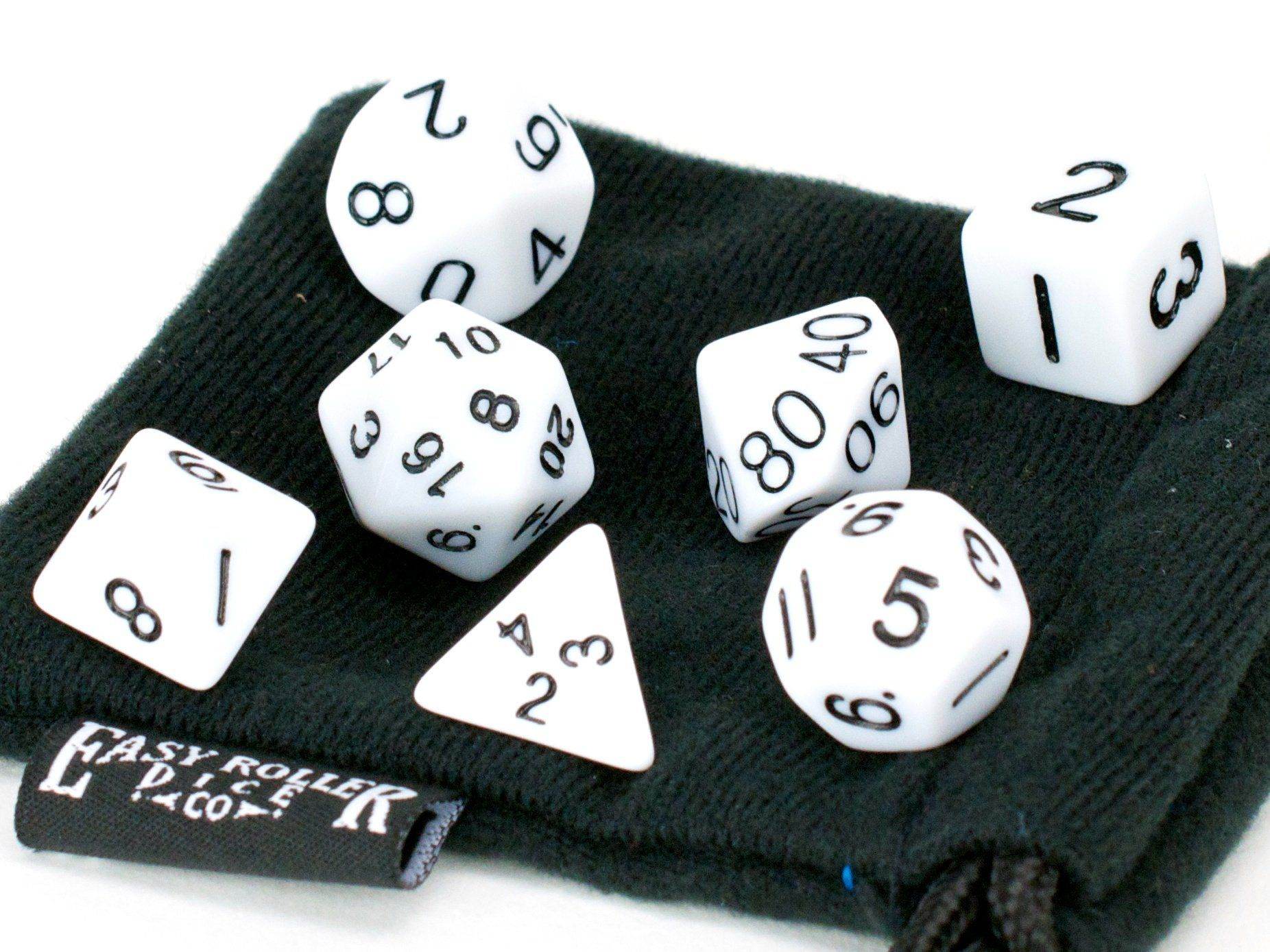White Opaque Dice - 7 Piece Set - 