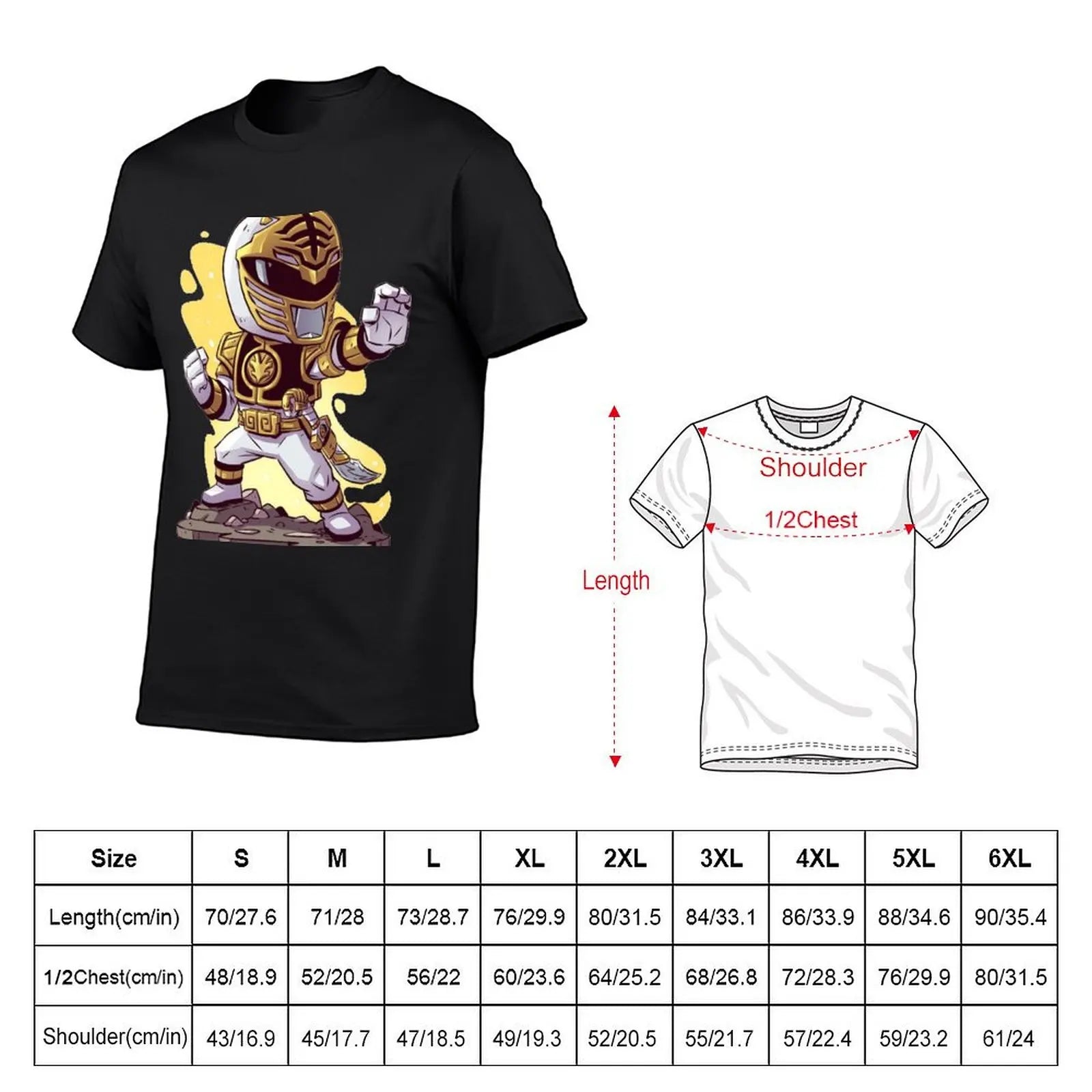 White Power Ranger T-Shirt oversized kawaii clothes plain mens plain t shirts