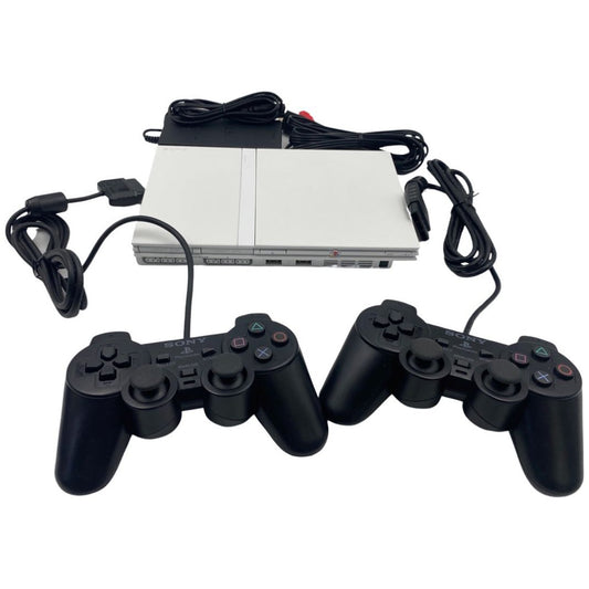 White Slim Playstation 2 System - Playstation 2 (2 - OEM Black Controllers)