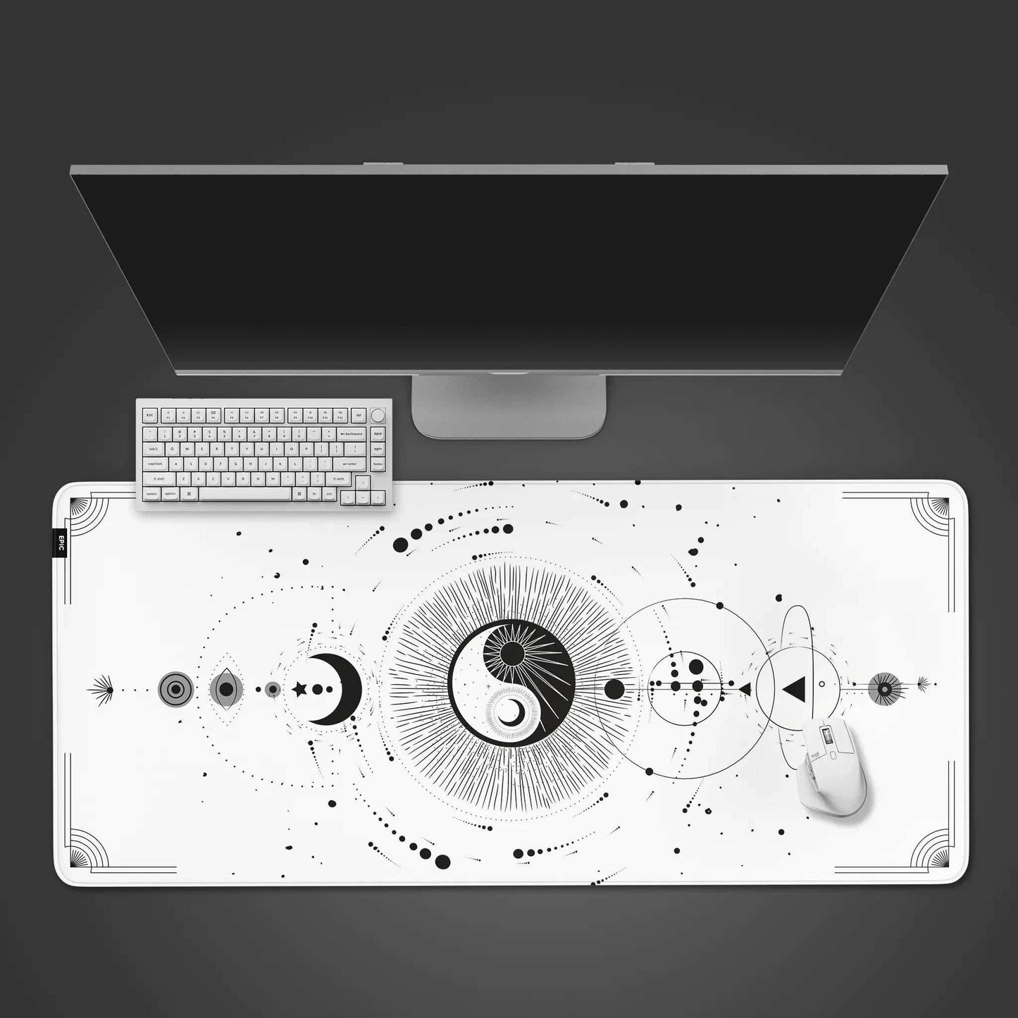 White Yin Yang Desk Pad - M (70 x 30cm)