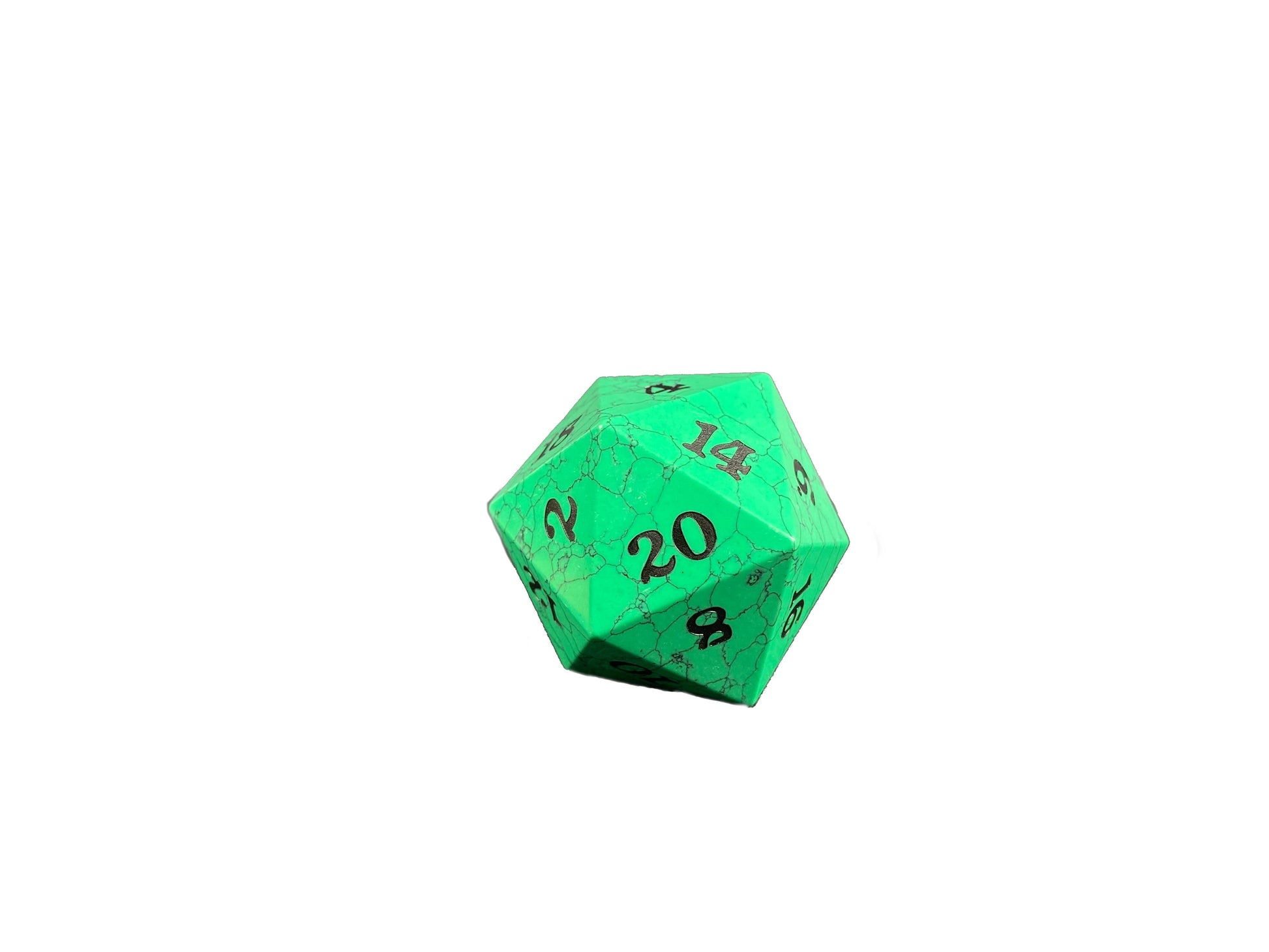 Cracked Stone D20 Dice - Green