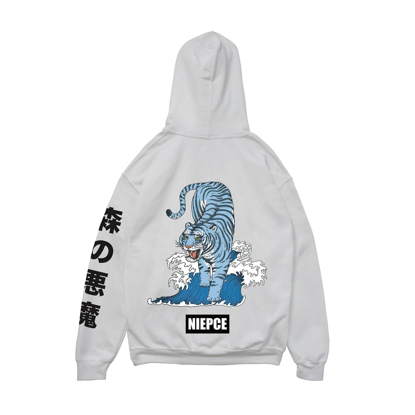 Blue Tiger Ocean Hoodie - White / S