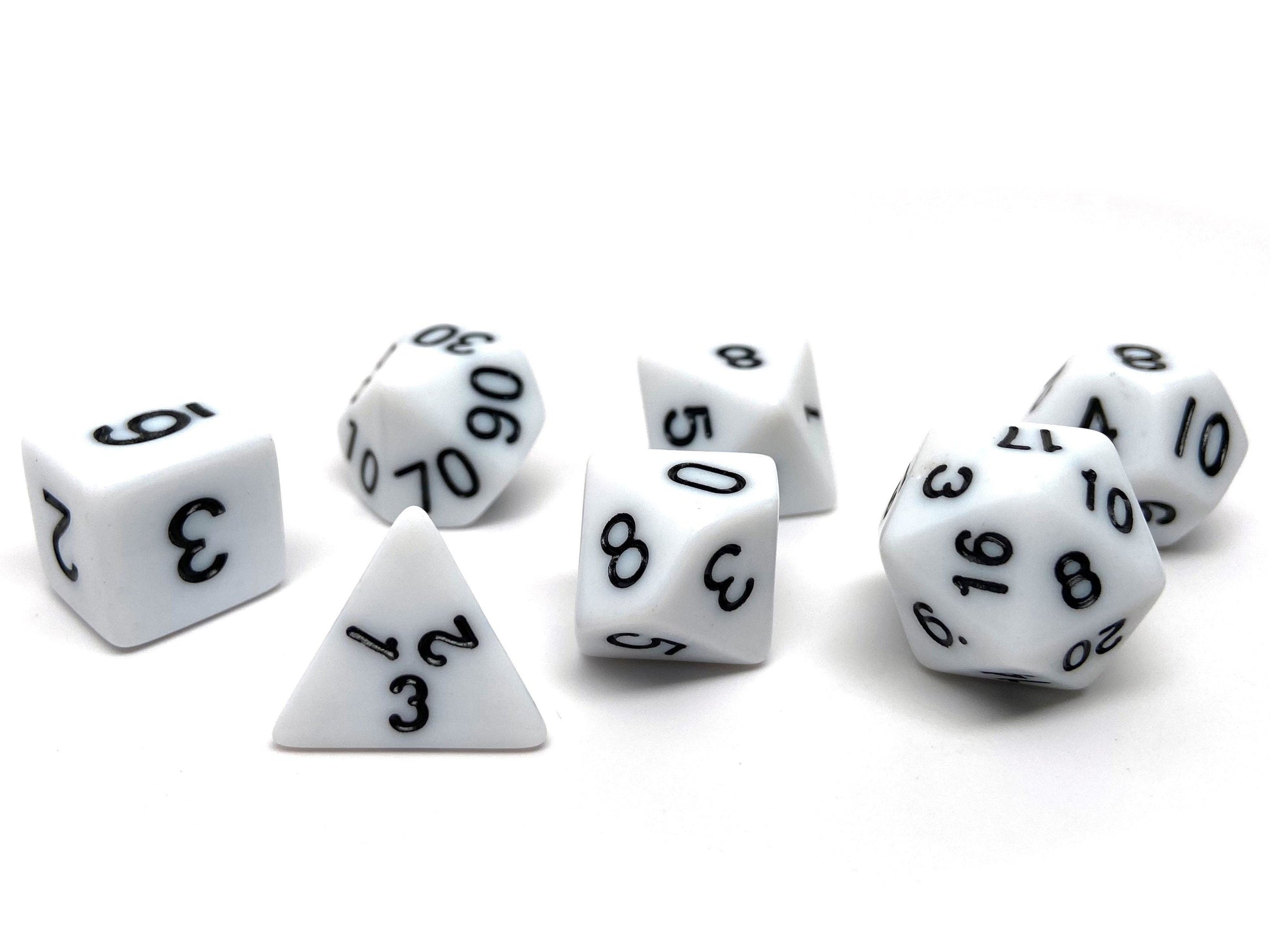 White Opaque Dice - 7 Piece Set