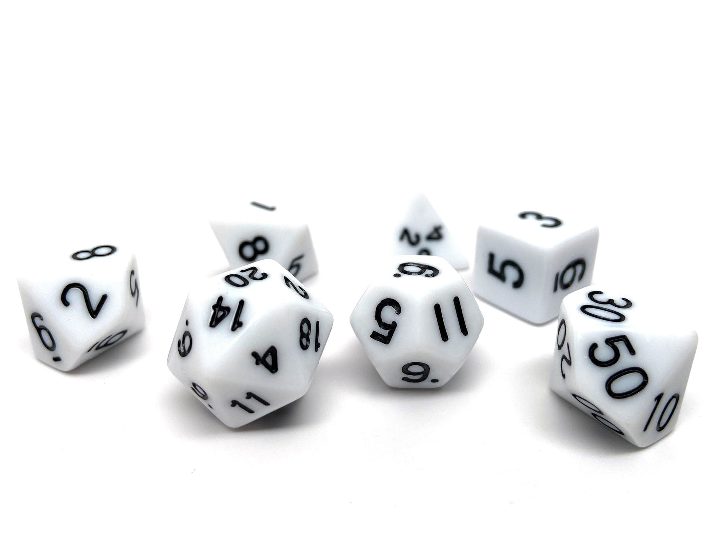 White Opaque Dice - 7 Piece Set