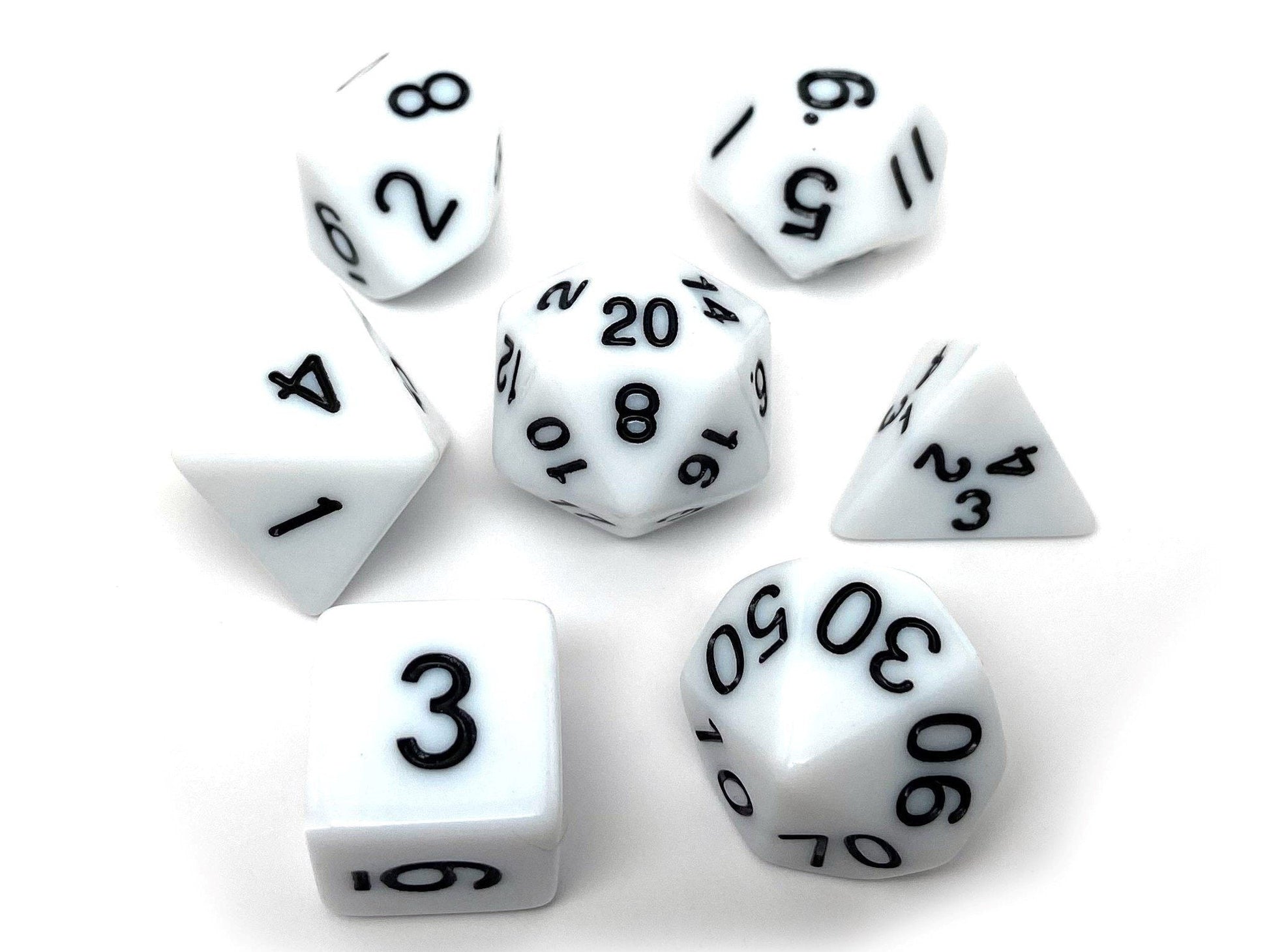 White Opaque Dice - 7 Piece Set