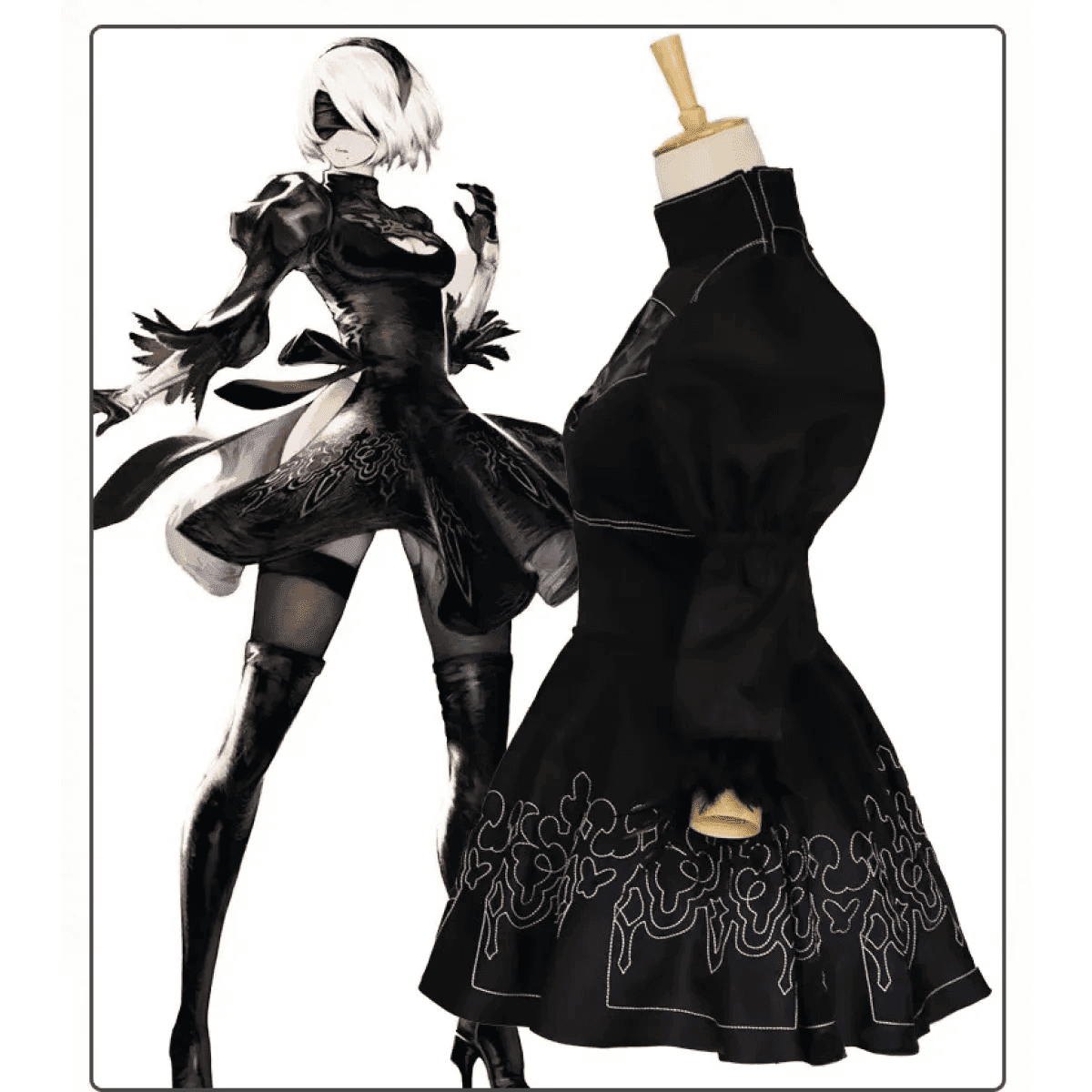 NieR: Automata 9S & 2B Cosplay Costume with Wig and Accessories - 9S Wig Only / S