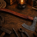 Wild Frontier Damascus Viking Axe – Rosewood Handle & Leather Sheath