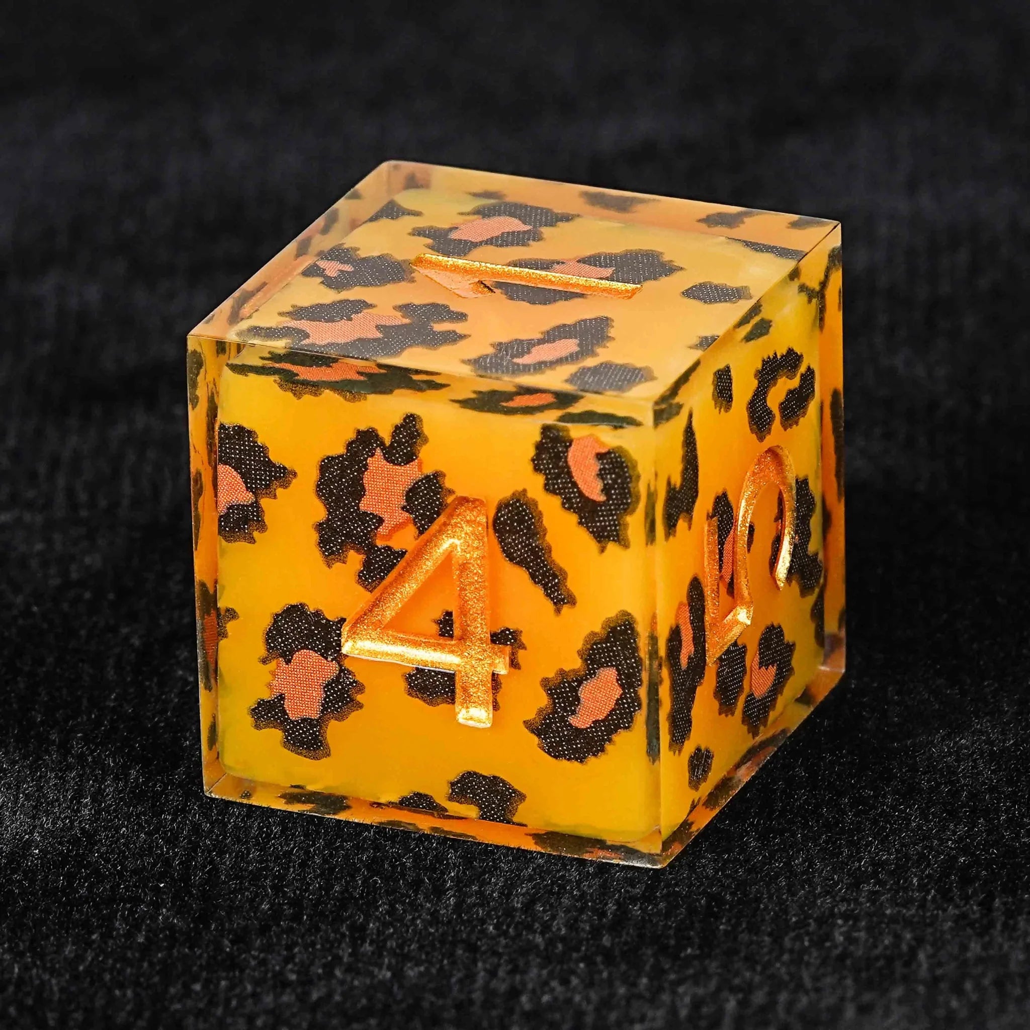 Wild Orange Panther Resin D&D Dice Set