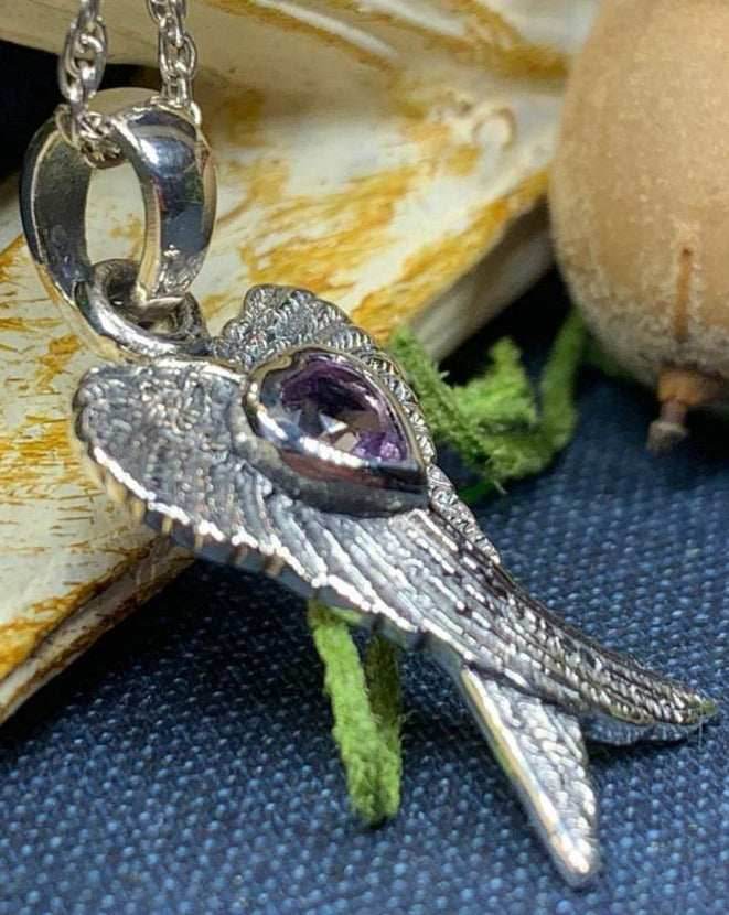 Angel Wings Love Necklace - Amethyst