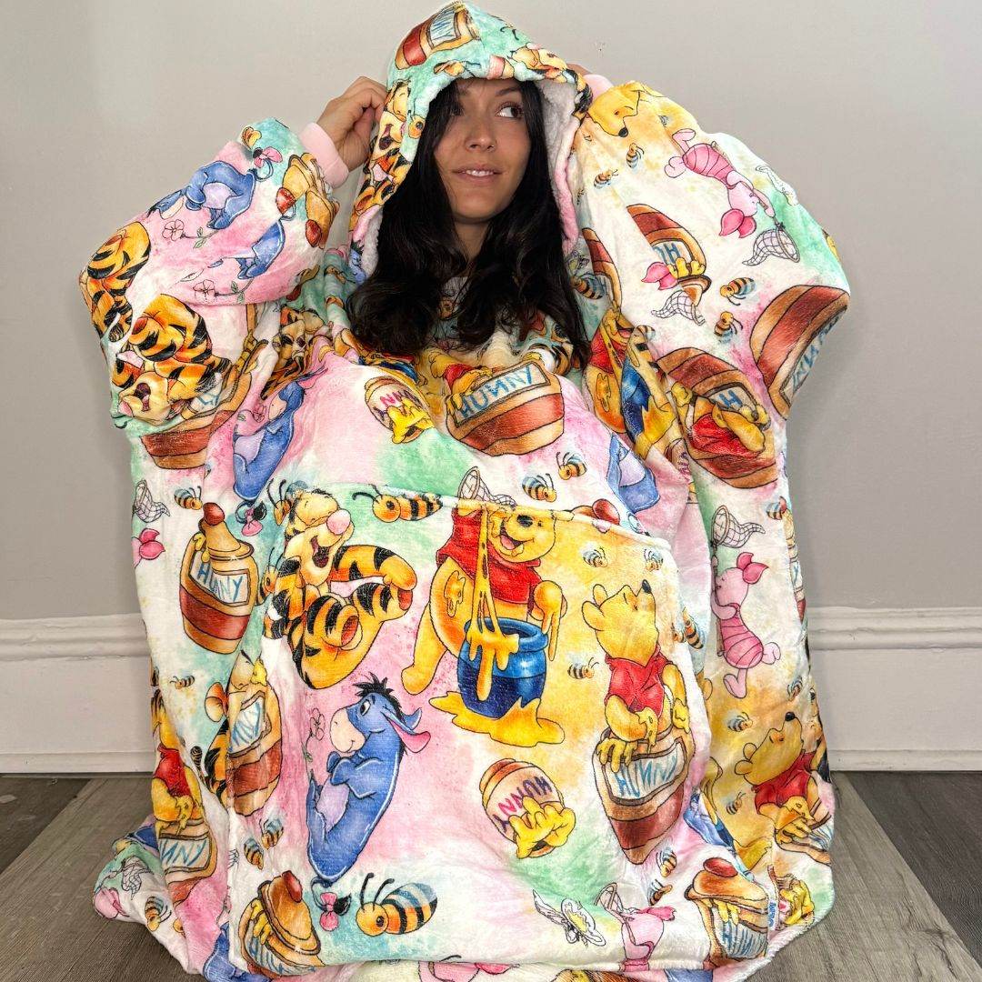 Winnie the Pooh & Friends Wearable Blanket Hoodie for Kids & Adults - adult