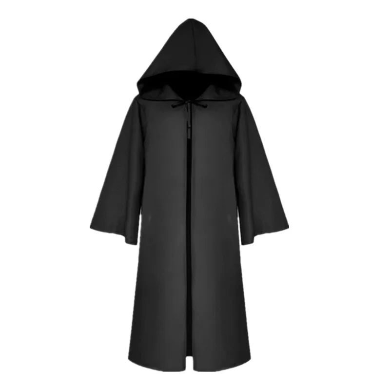 Witch Long Shirt Hooded Black Robe Halloween Cloak Cosplay Costumes Adults and Kids Scary Ghost Play Cloak Robe