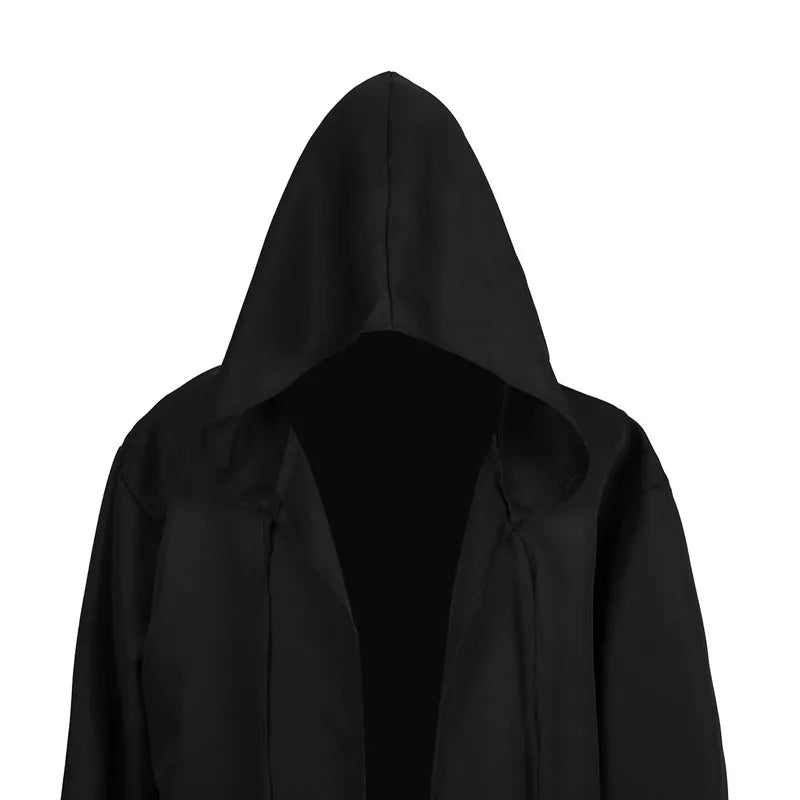 Witch Long Shirt Hooded Black Robe Halloween Cloak Cosplay Costumes Adults and Kids Scary Ghost Play Cloak Robe